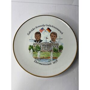 Kahla JFK RFK Kennedy Memorial Plate Ebermannstadt 1978 German Porcelain 9.25"